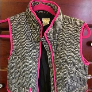 J Crew Excursion vest pink and black herringbone